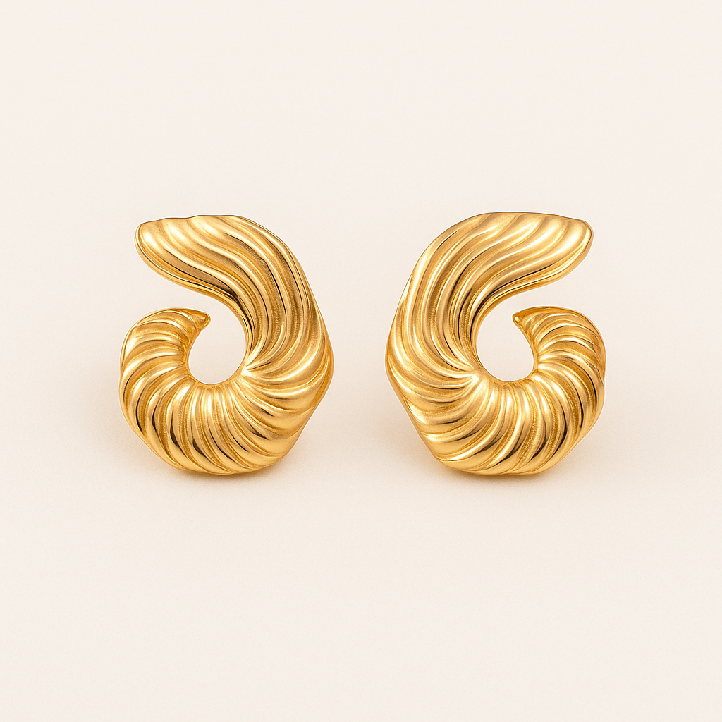 IRIS Gouden Sculptuur Oorbellen