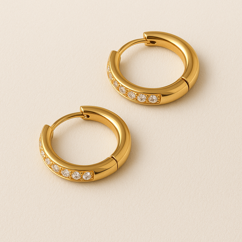 ARIELLE Golden Hoops with Zirconia