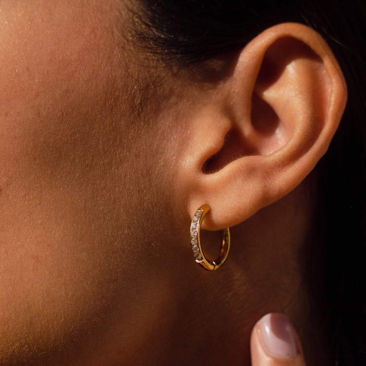 ARIELLE Golden Hoops with Zirconia