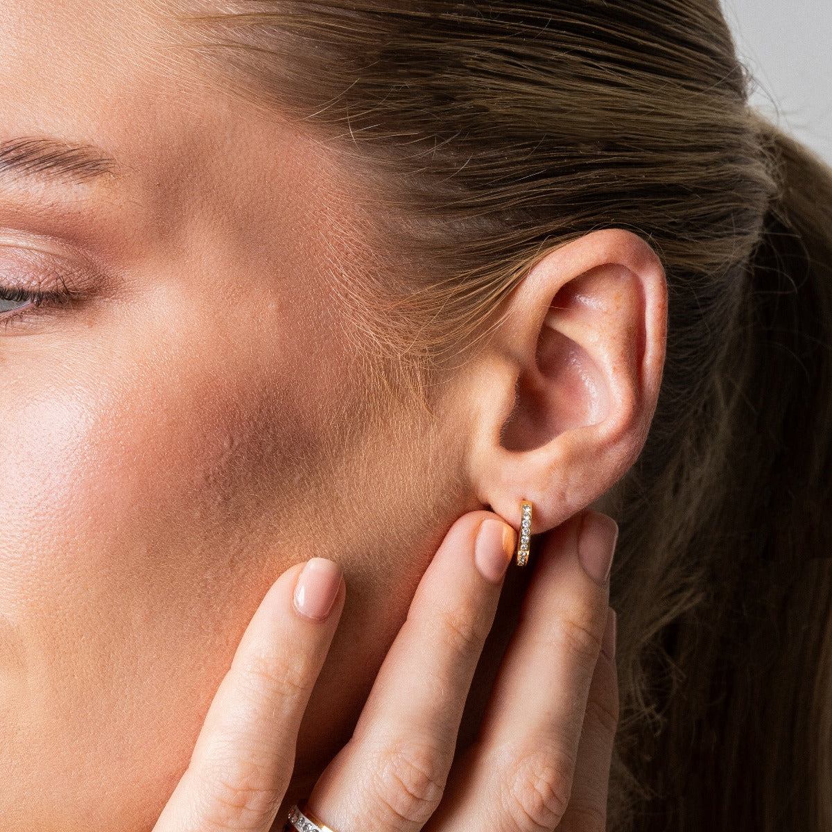 ARIELLE Golden Hoops with Zirconia